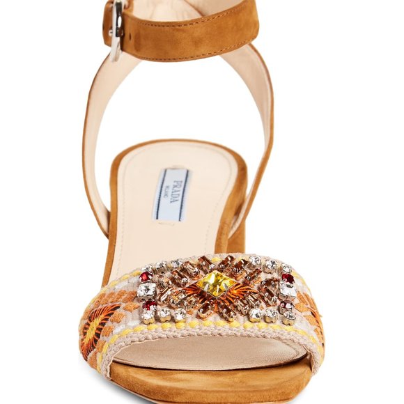 BNWT Authentic Prada Embellished Strap Heel Sandal - Picture 15 of 16